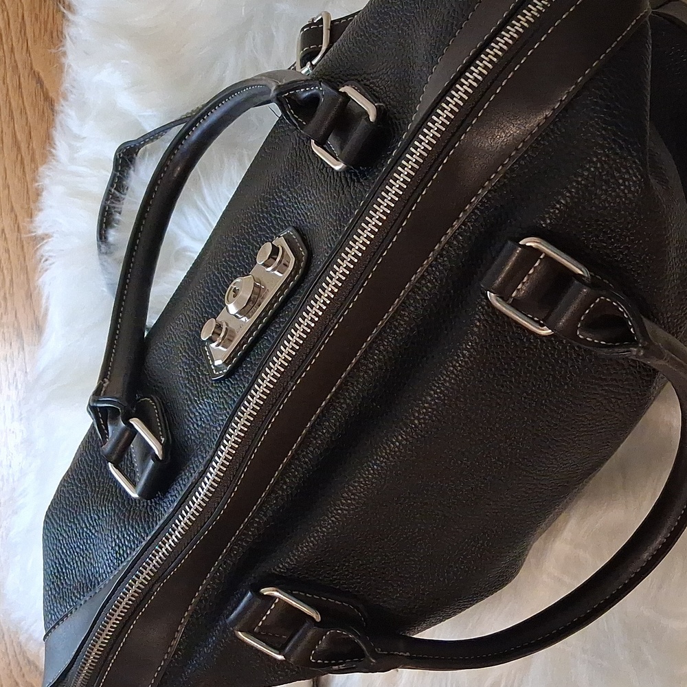 London Fog Blackbrown/Brown Satchel Crossbody Handbag - Picture 6 of 11